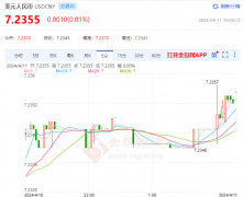 日内涨0.03%；美元离岸人民币7.26200%外汇行行情周